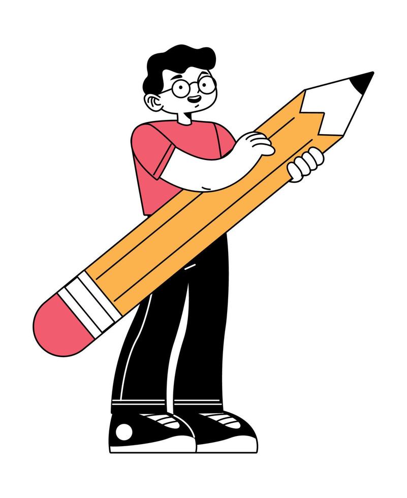 man with pencil vector