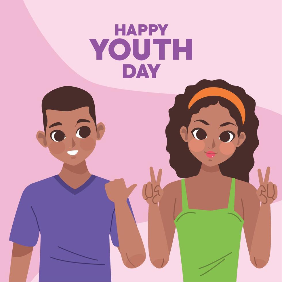 youth day lettering postcard vector