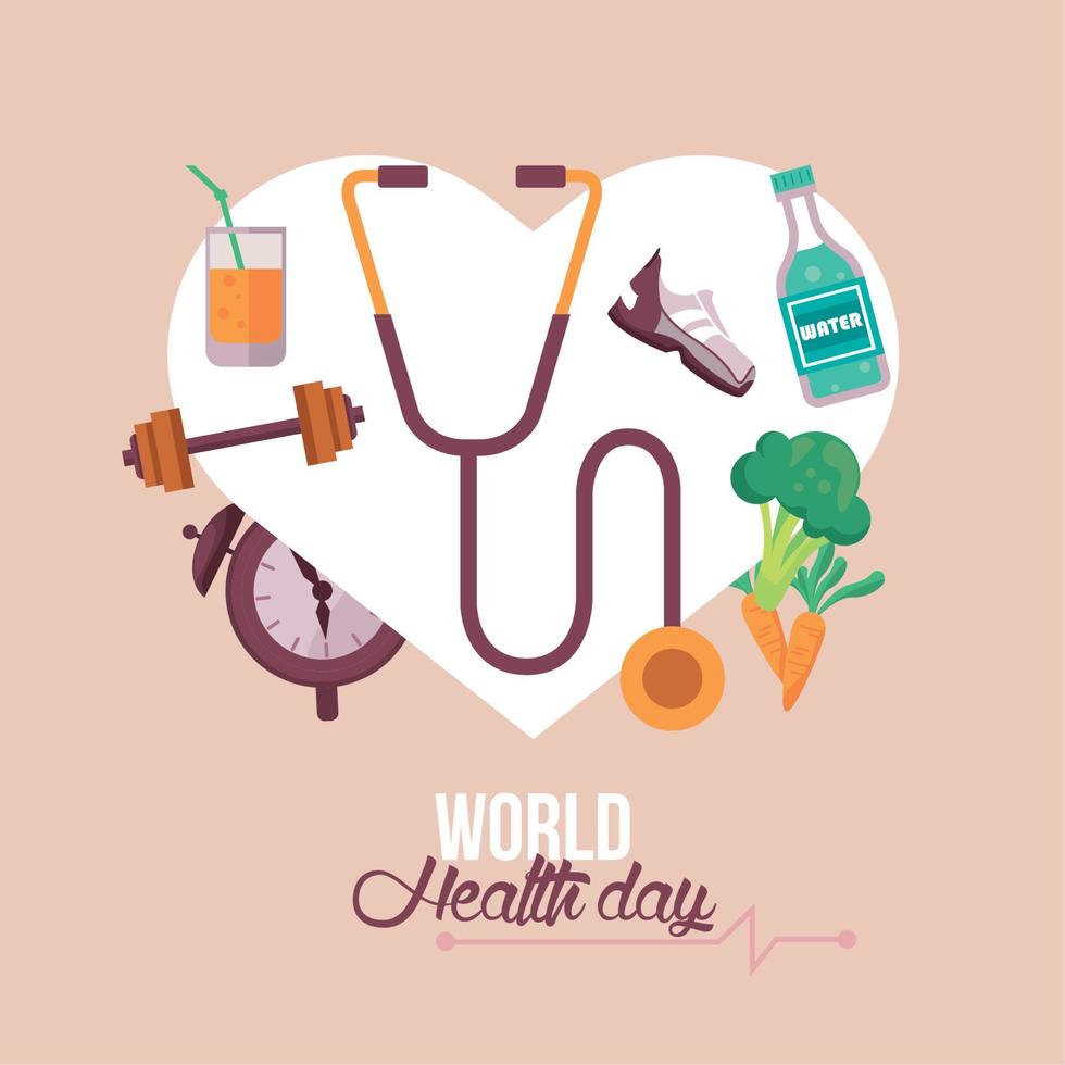 world health day postcard vector