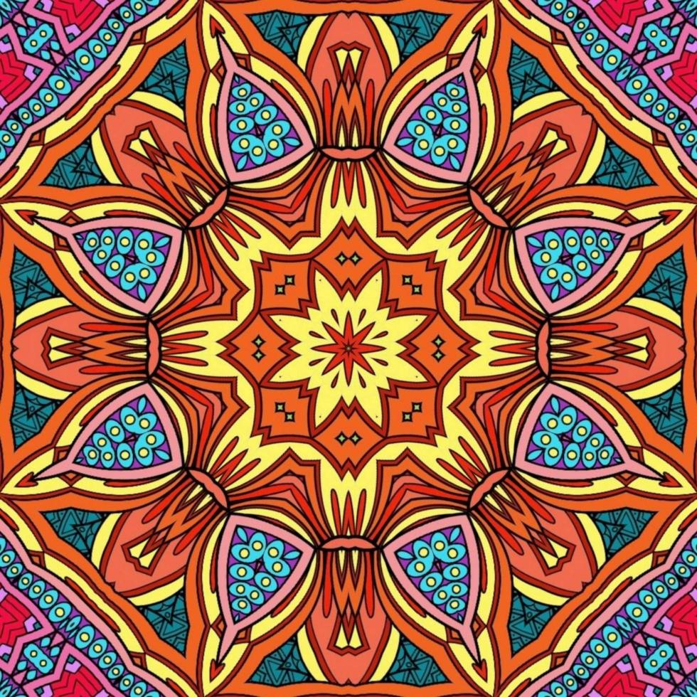 Colorful Mandala Flowers Pattern Boho Symmetrical 1034 photo