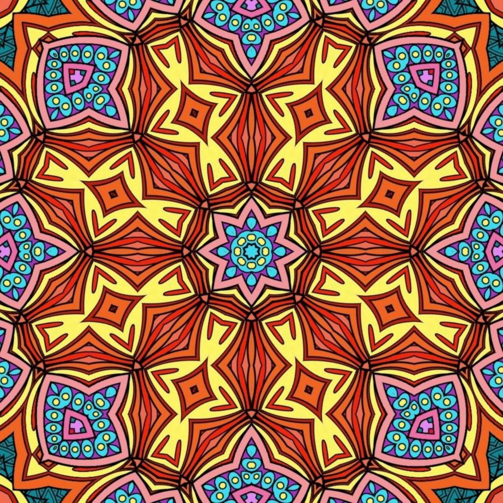 Colorful Mandala Flowers Pattern Boho Symmetrical 1022 photo