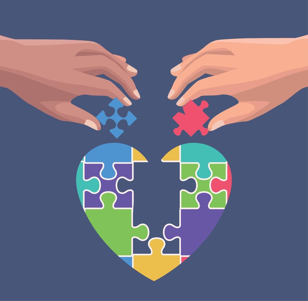 solidarity hands playing puzzle vector