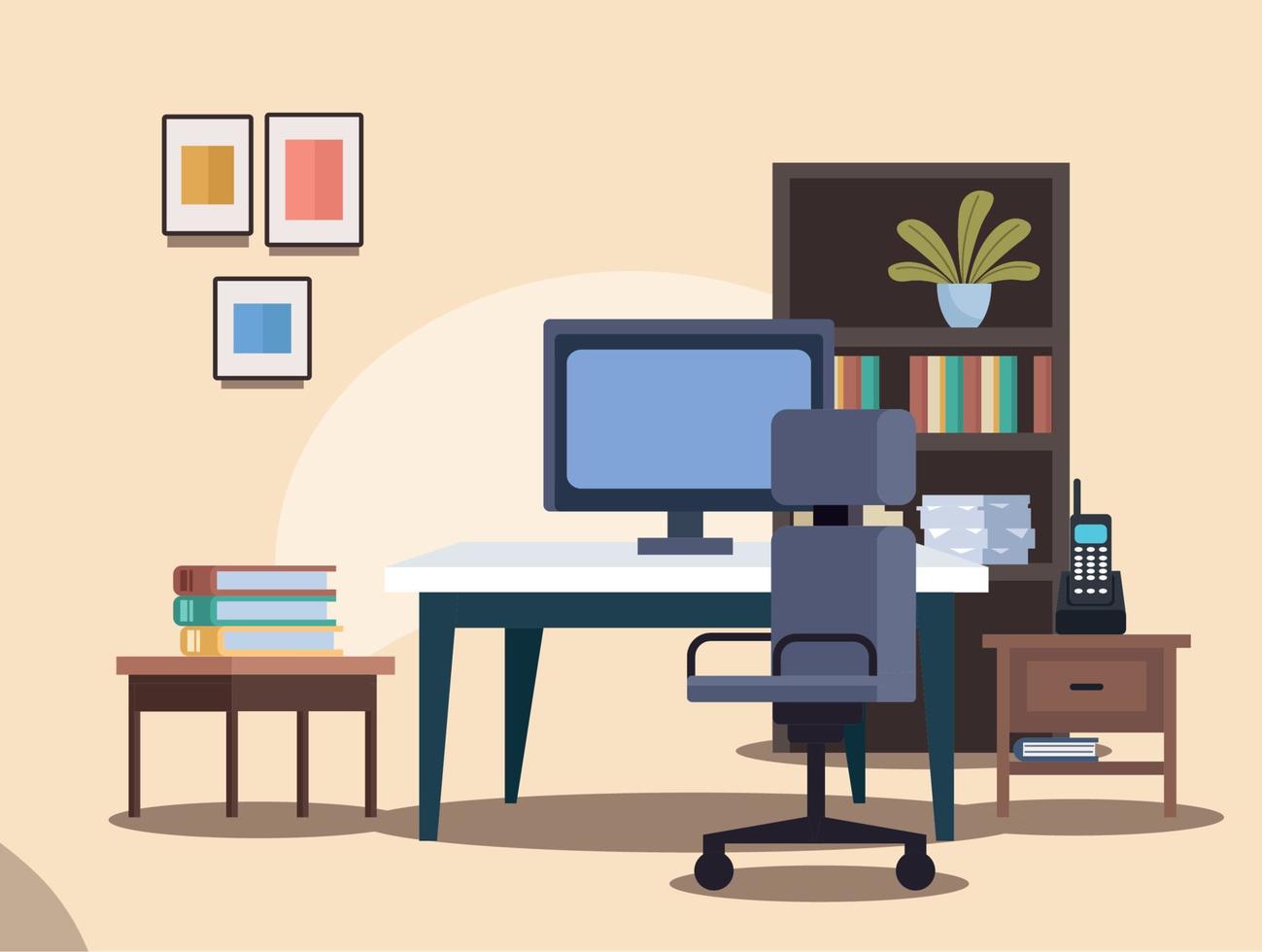 office workplace scene vector