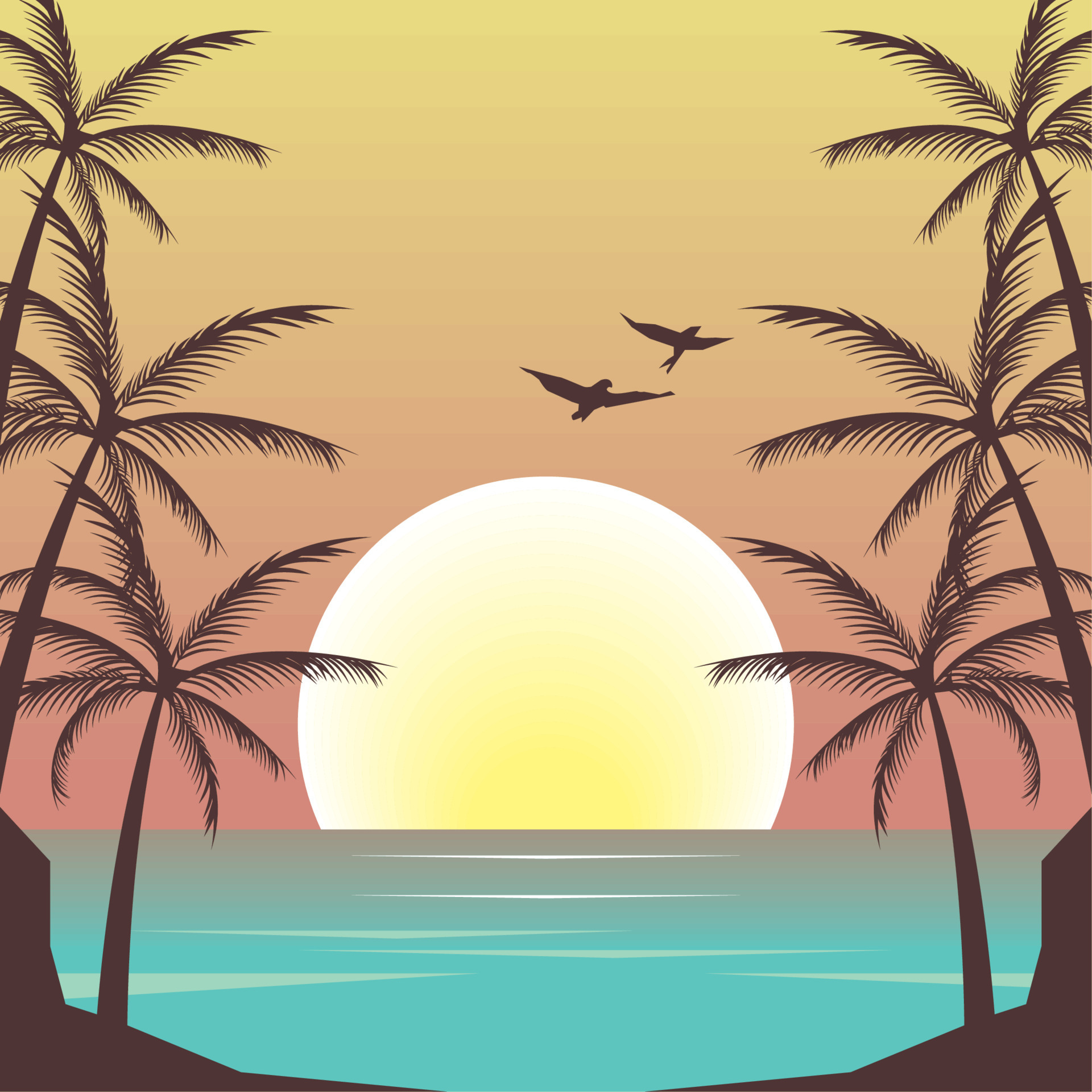 seascape beach scene 10530618 Vector Art at Vecteezy