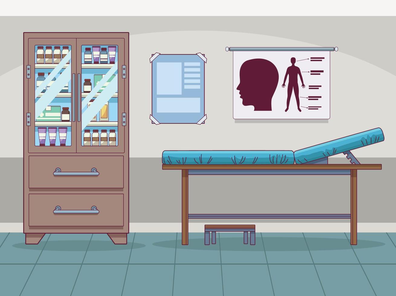 doctors office with stretcher vector