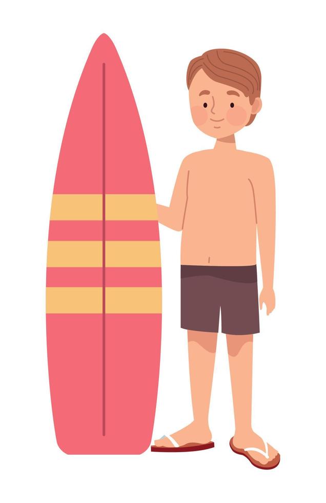 tourist man with surfboard vector