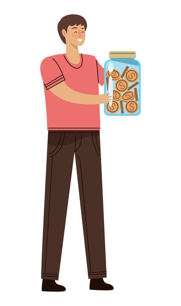 male volunteer lifting money donation vector