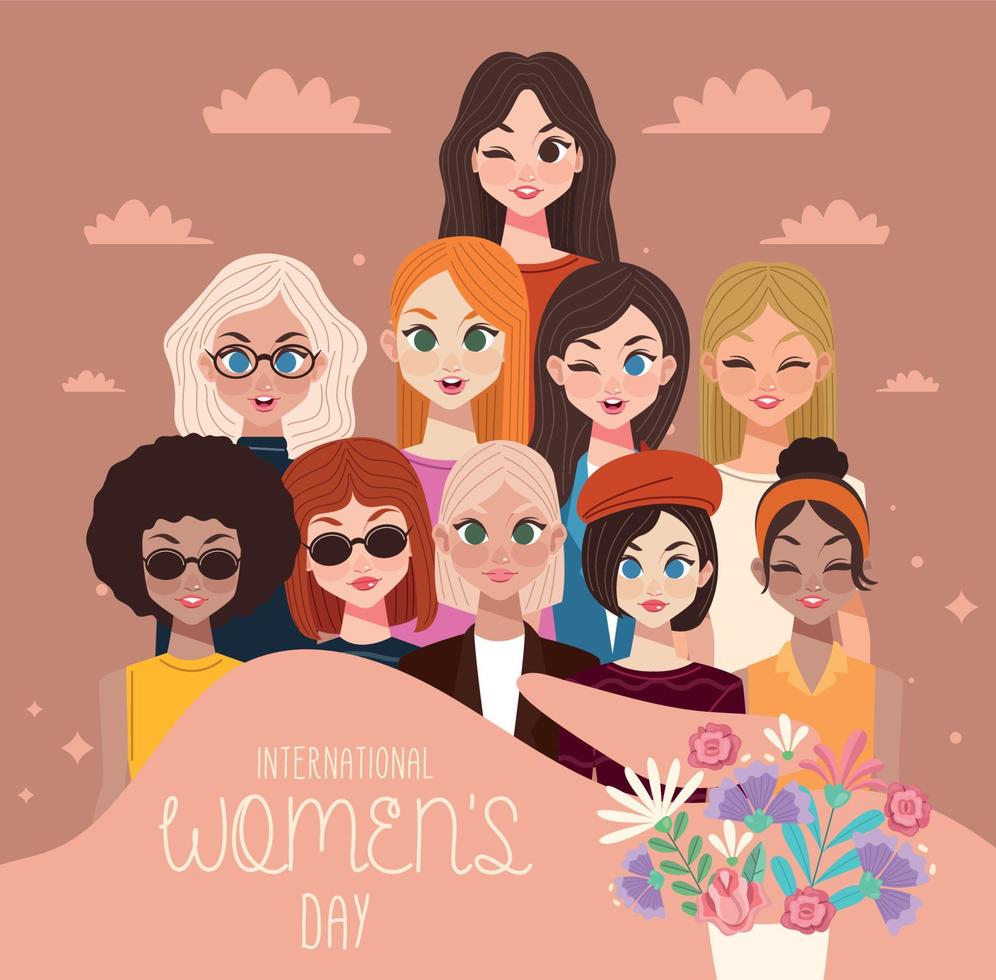 cartel del día de la mujer feliz vector