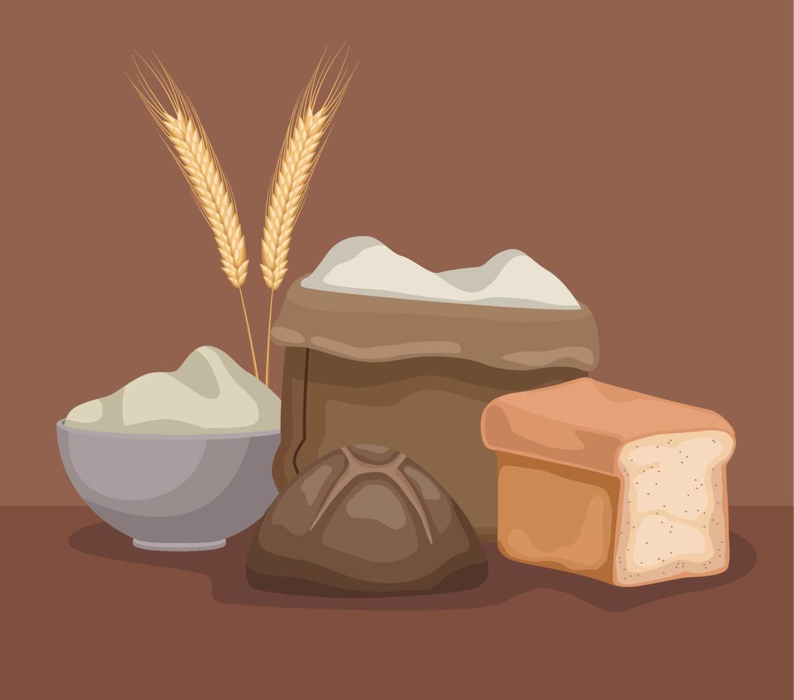 flour with bread vector