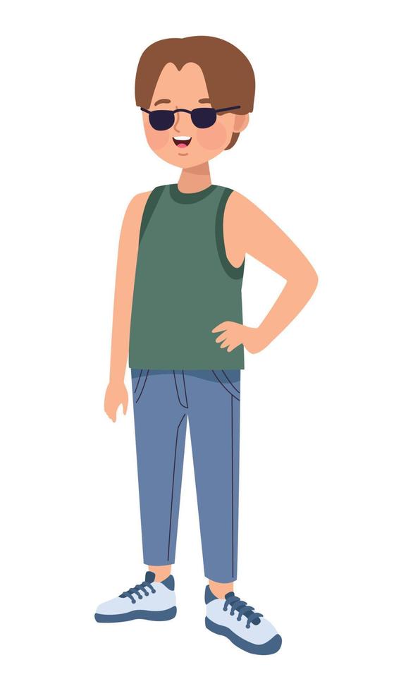 tourist man with sunglasses vector