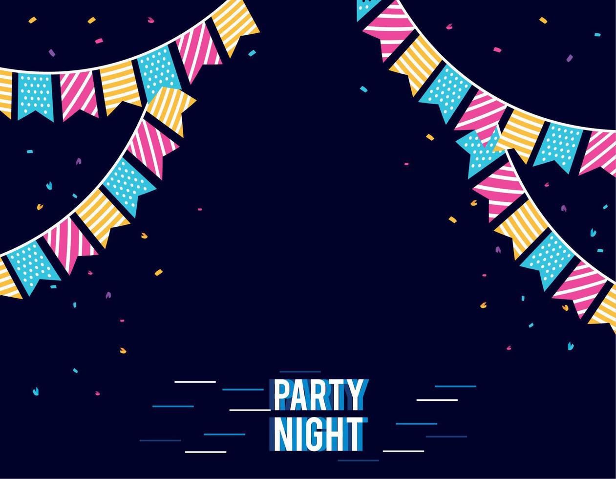 banner de noche de fiesta con guirnaldas vector