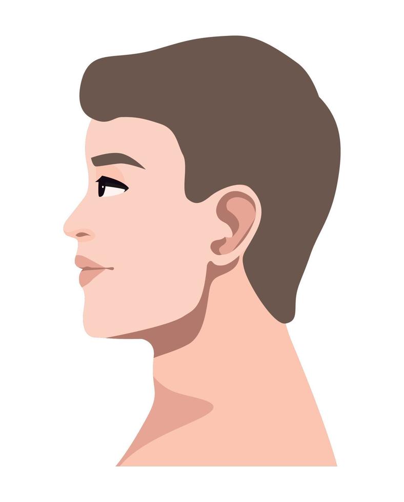 personaje de perfil de hombre joven vector