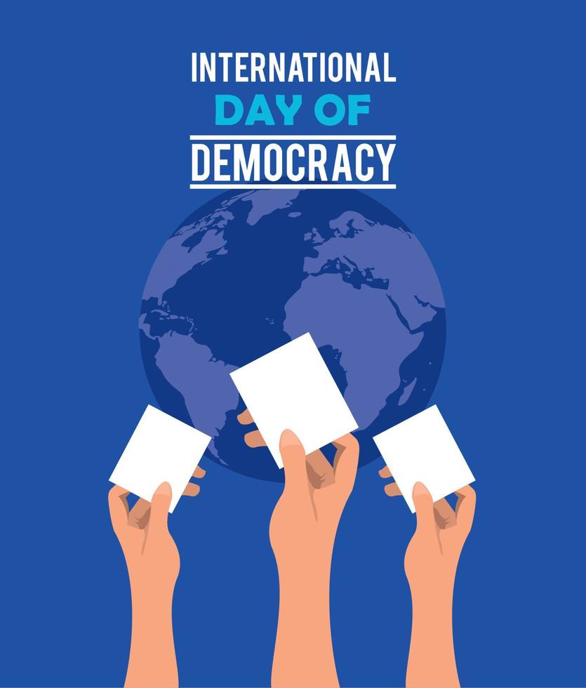 day of democracy lettering postcard vector