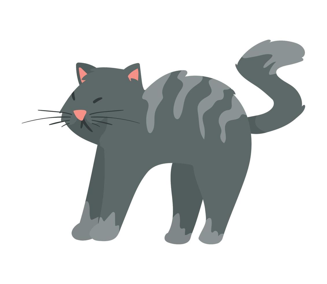 linda mascota de gato gris vector