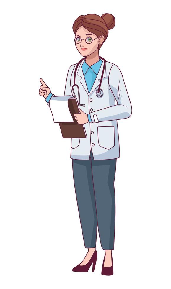 female doctor with checklist 10530964 Vector Art at Vecteezy