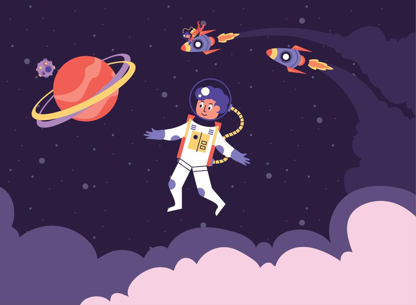 space astronauts and rockets vector