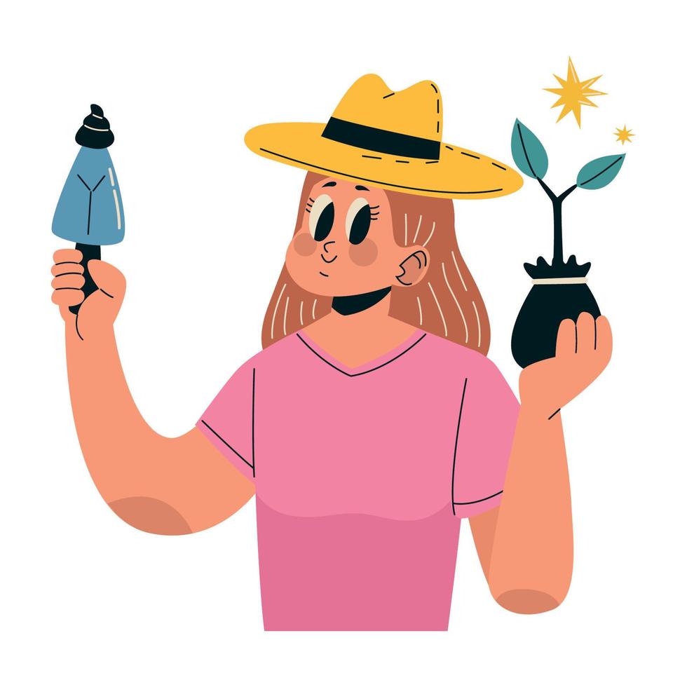female ecologist with plant vector