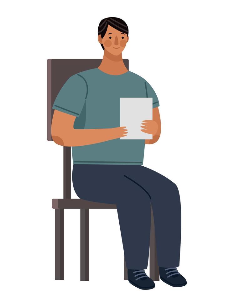 man seated with notebook vector