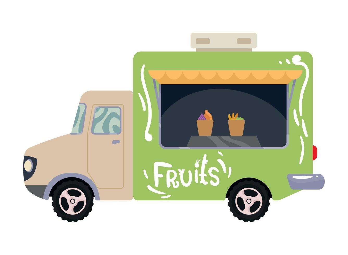 camión de comida saludable de frutas vector