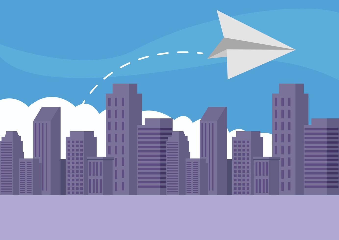 paper airplane on the city vector