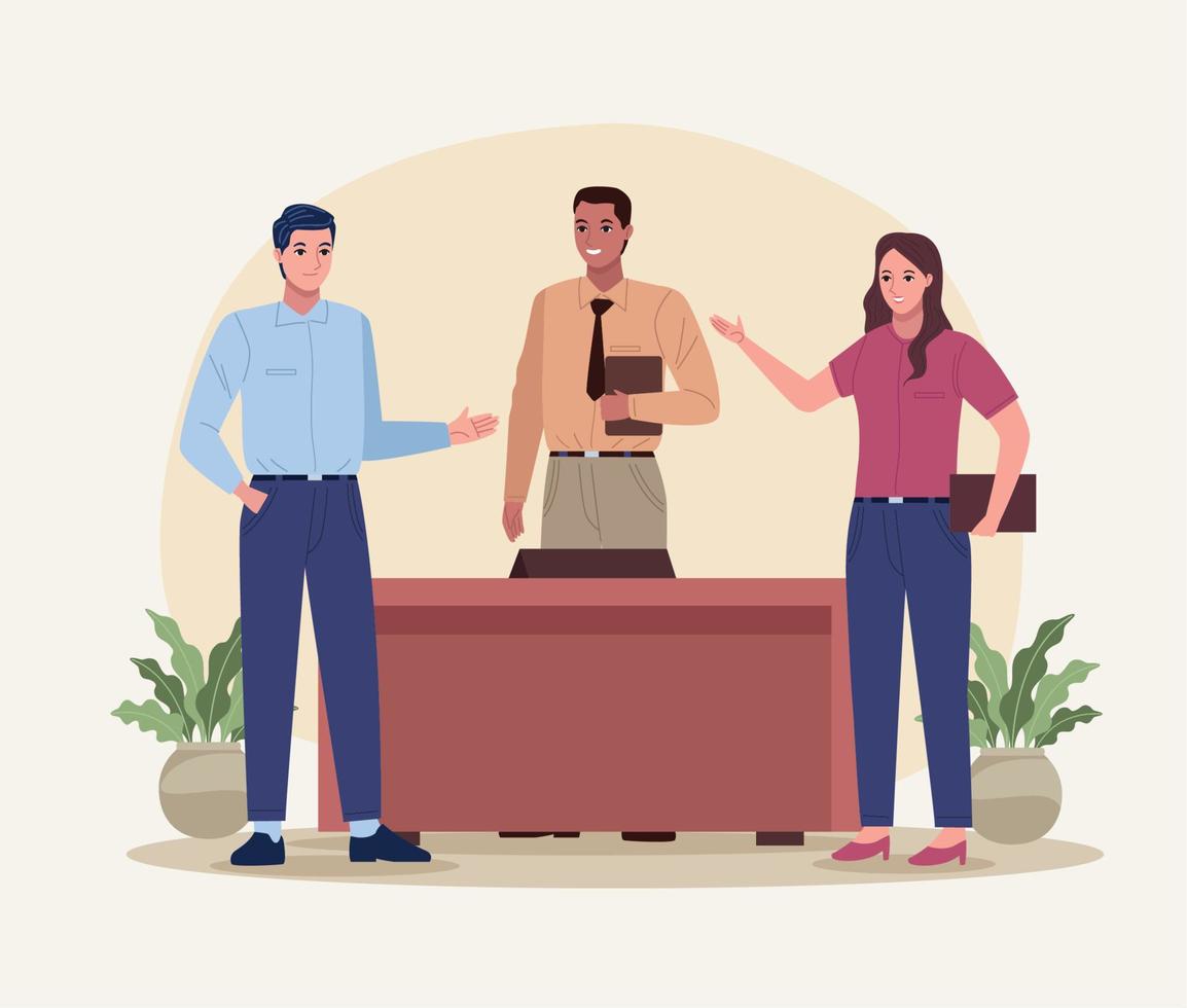 three persons working characters vector