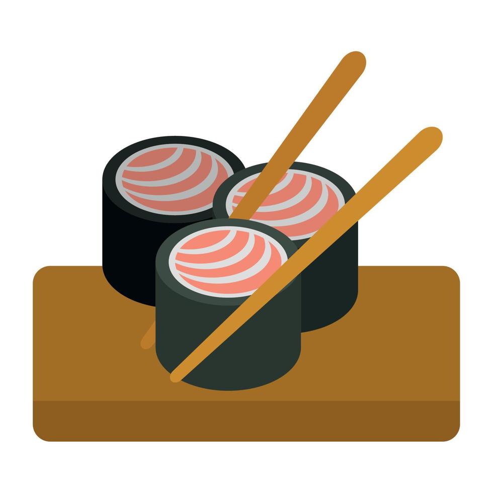 kitchen board with sushi vector