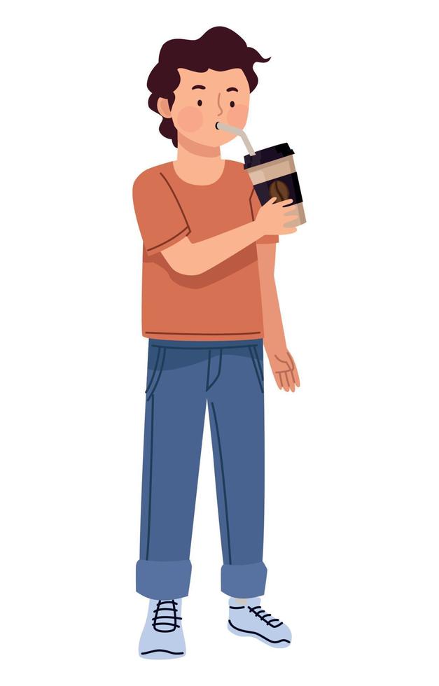 man drinking coffee take away vector