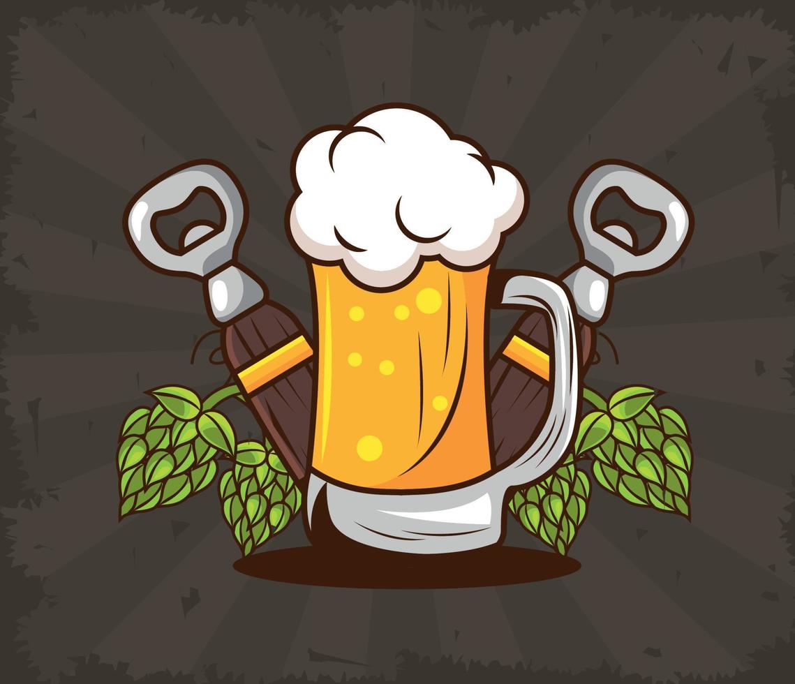 beer mug and hops vector