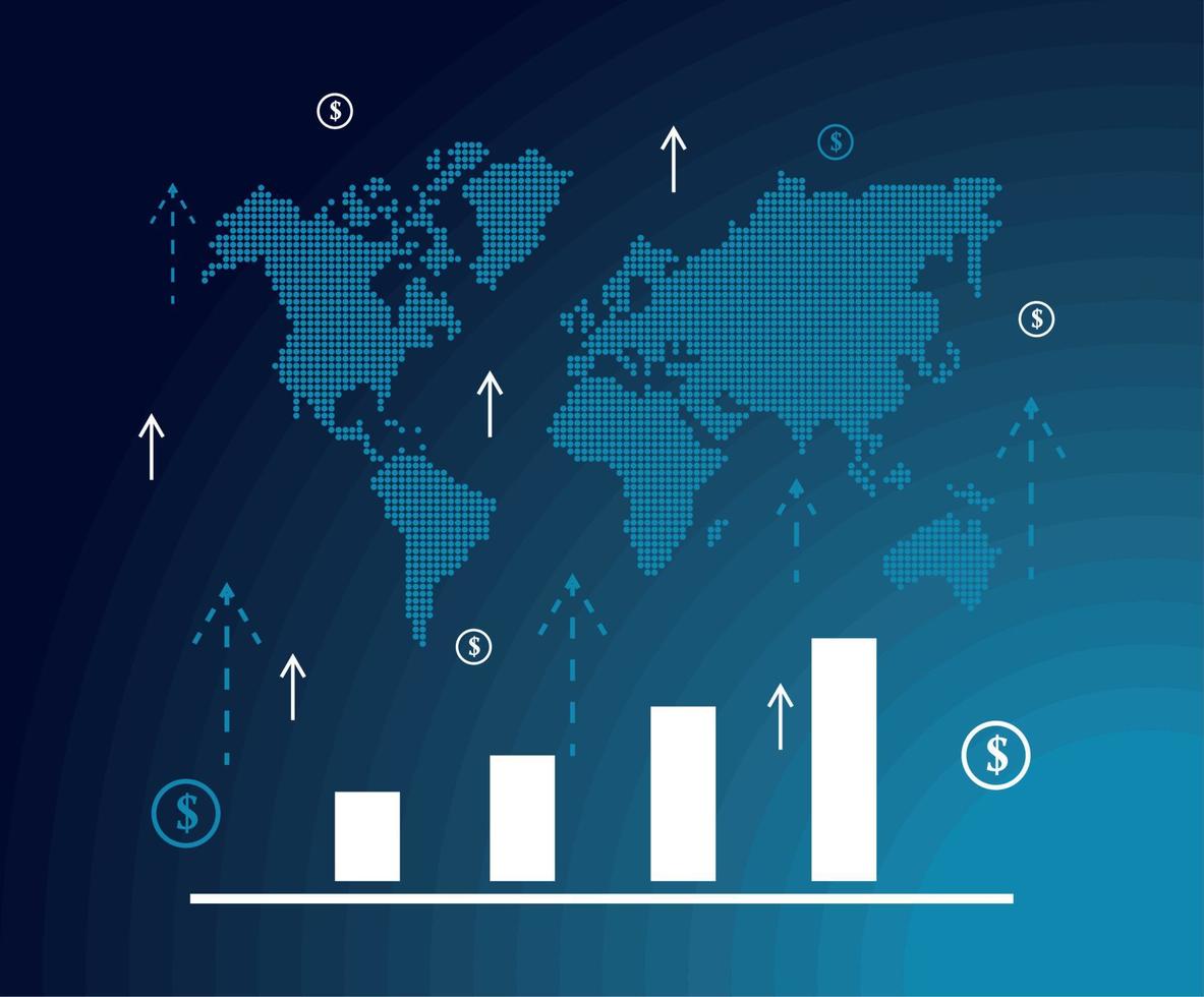 infografía de ganancias con mapas de la tierra vector
