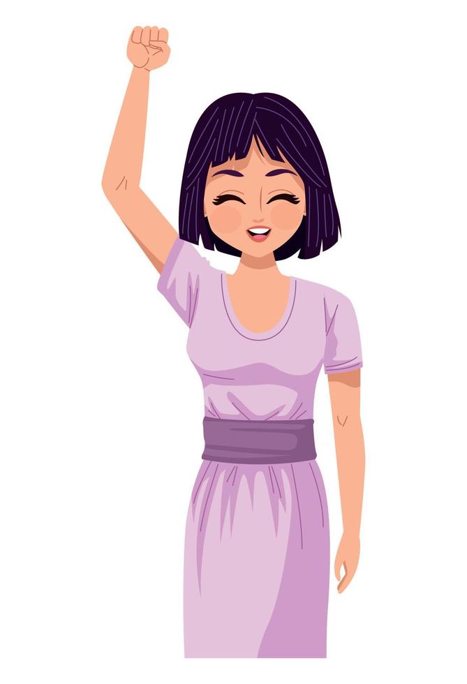 happy woman with hand up vector