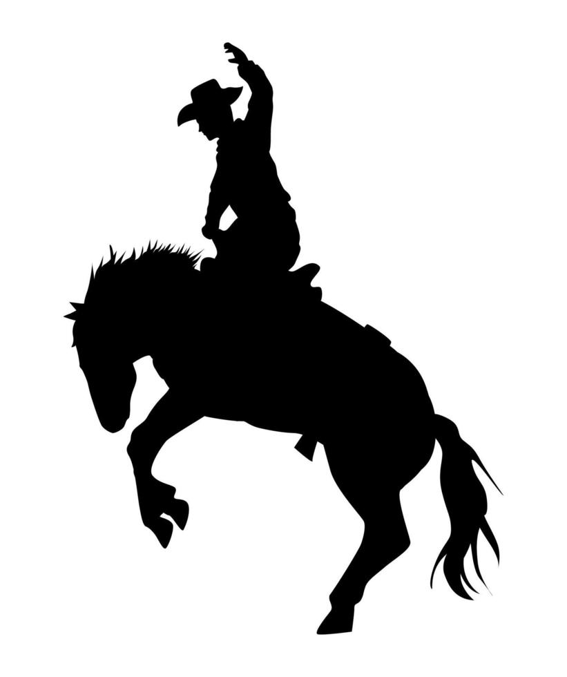 cowboy riding horse silhouette vector