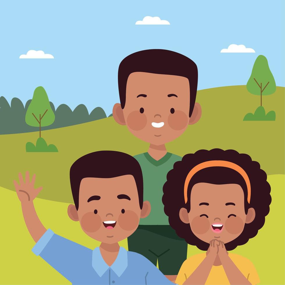 three afro kids vector