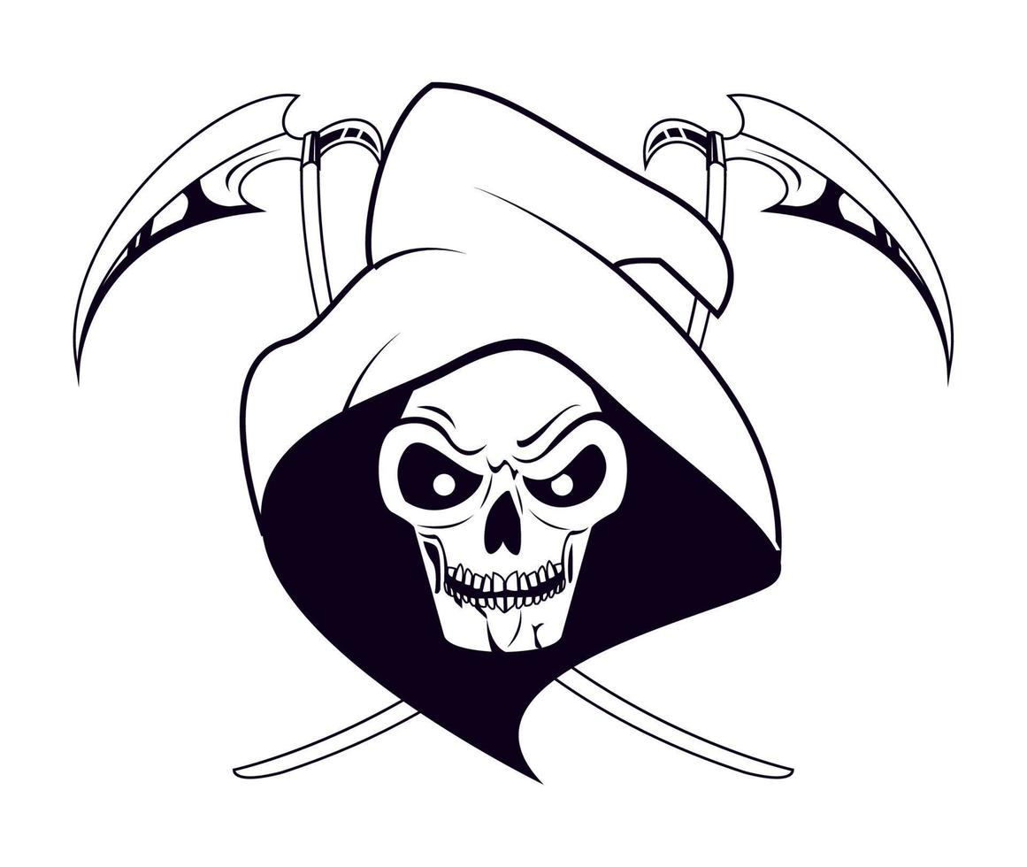 grim reaper drawn head vector