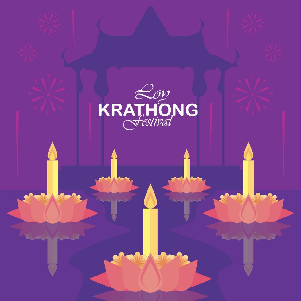 loy krathong lettering card vector