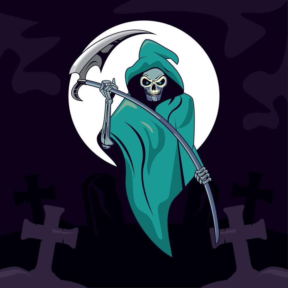 grim reaper in cemetery vector