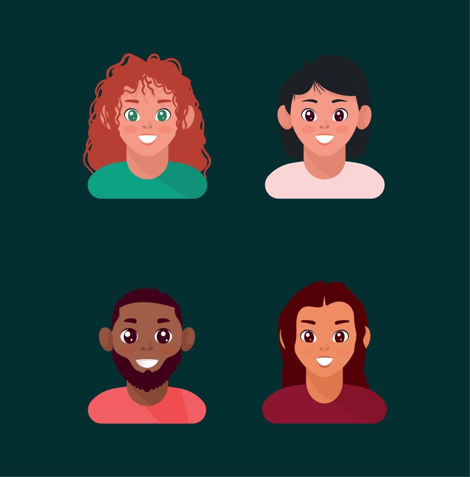 four prophiles pictures characters vector