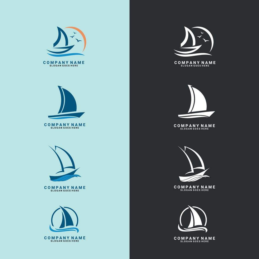 Nautical Logos Templates Set. Ship Logo, Cargo ship logos for