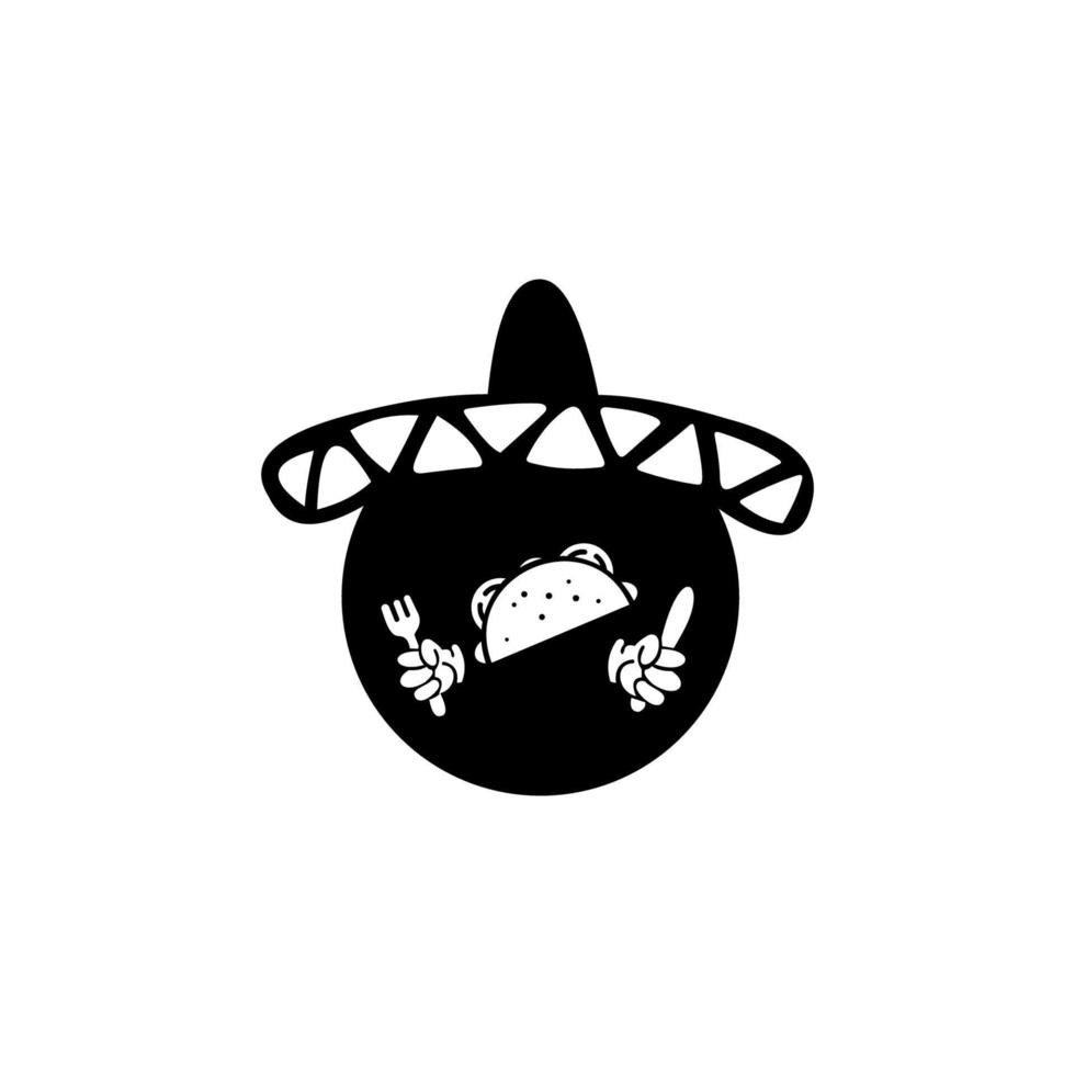 icono de taco de comida rápida, etiqueta para restaurante o cafetería de diseño de menú vector