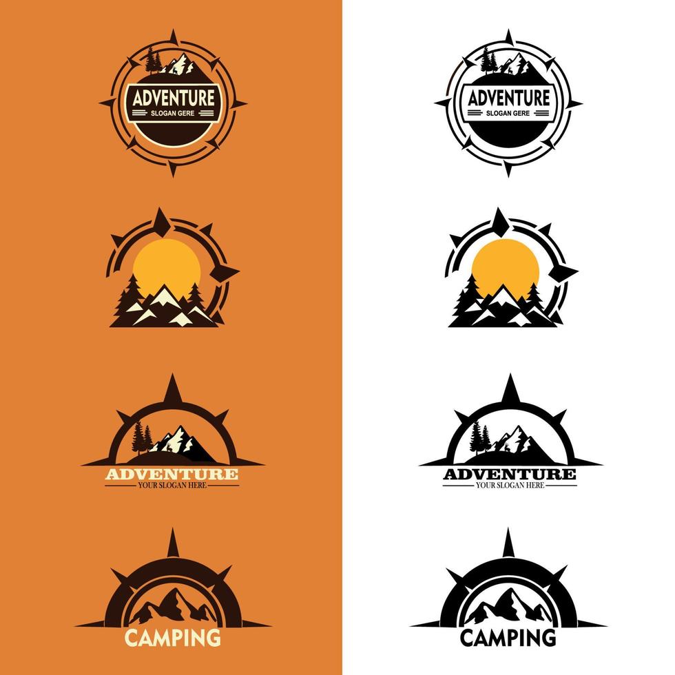 Camping and outdoor adventure retro logo. suitable for company logo, print, digital, icon, apps, and other marketing material purpose. Camping logo set vector