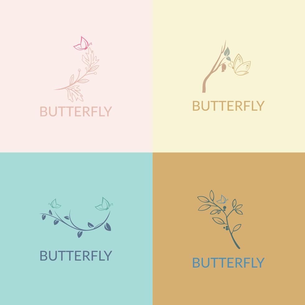 Graphic icon of butterfly. suitable for company logo, print, digital, icon, apps, and other marketing material purpose. butterfly logo set vector