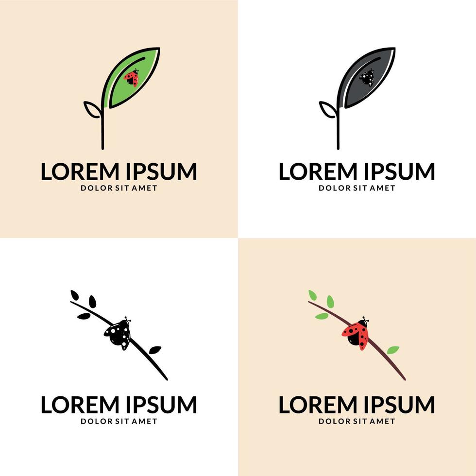 ladybug on leaf logo icon vector element. Ladybug logo design vector