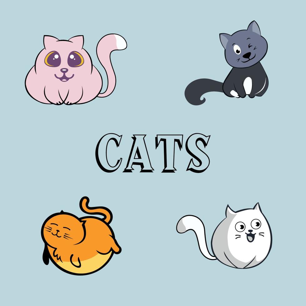 Cute vector cat cartoon logo template