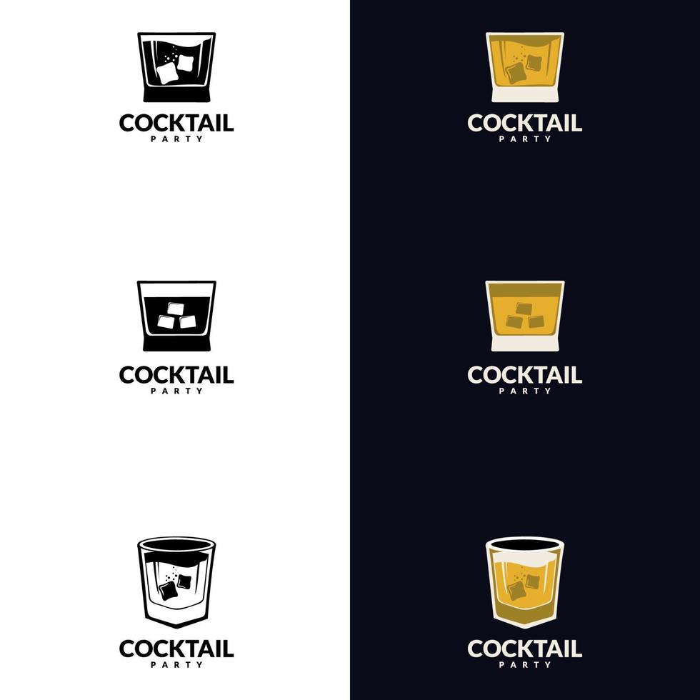 logotipo de vaso de whisky. elemento creativo de diseño de moda para publicidad de pub, impresiones, carteles. ilustración vectorial de la vendimia. vector