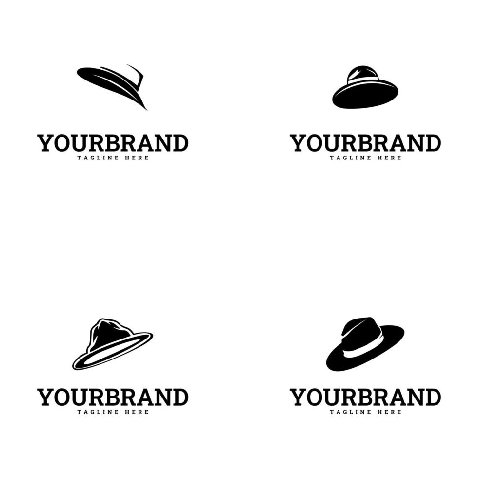 Retro fedora hat logo icon. Icon Concept, Vector Logo Design. suitable for company logo, print, digital, icon, apps, and other marketing material purpose. hat logo set