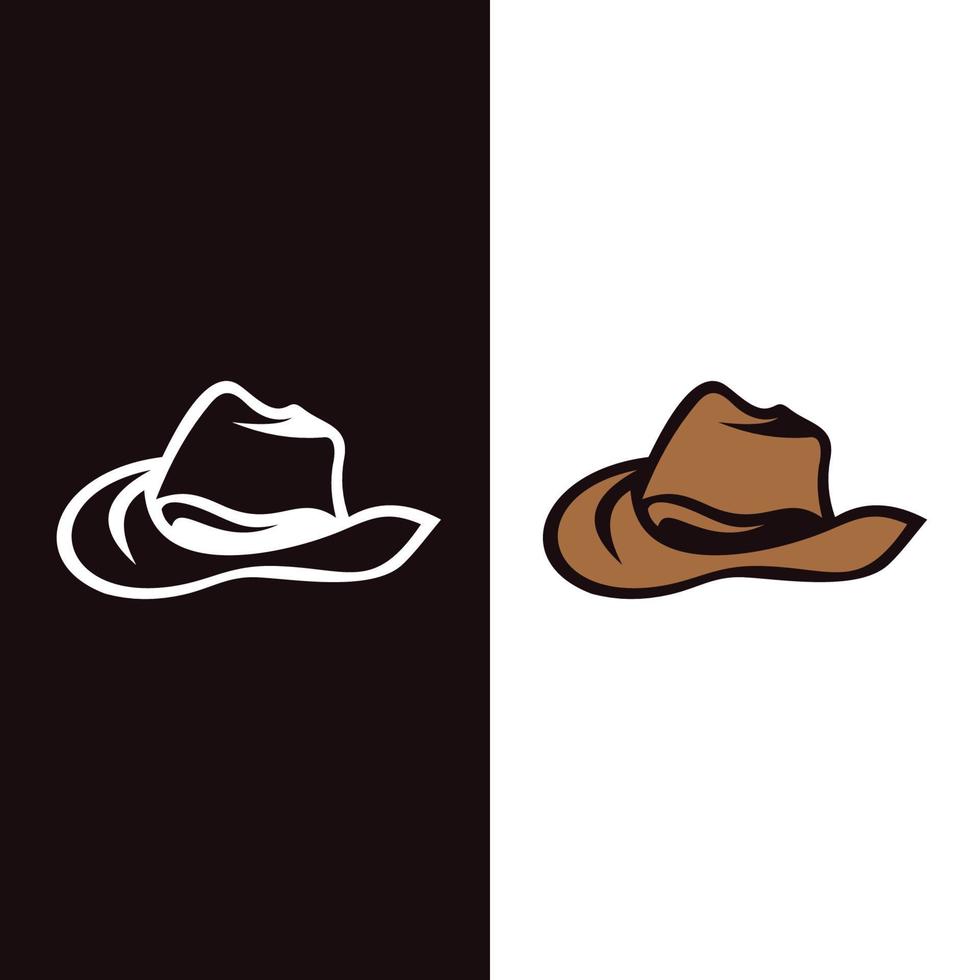 icono de sombrero de vaquero, sombrero retro, diseño de emblema sobre fondo blanco vector