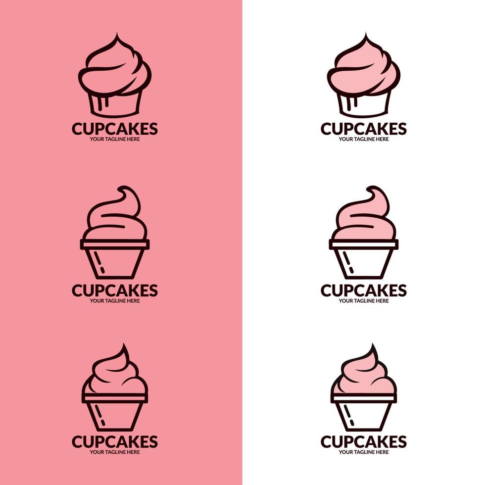 Cupcake Logo Icon. Set of vector bakery logos. labels, badges and design elements