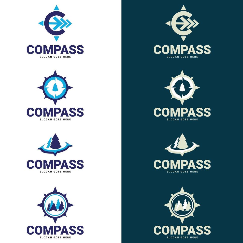 Compass Logo Template vector icon illustration design. suitable for company logo, print, digital, icon, apps, and other marketing material purpose. Compass logo set