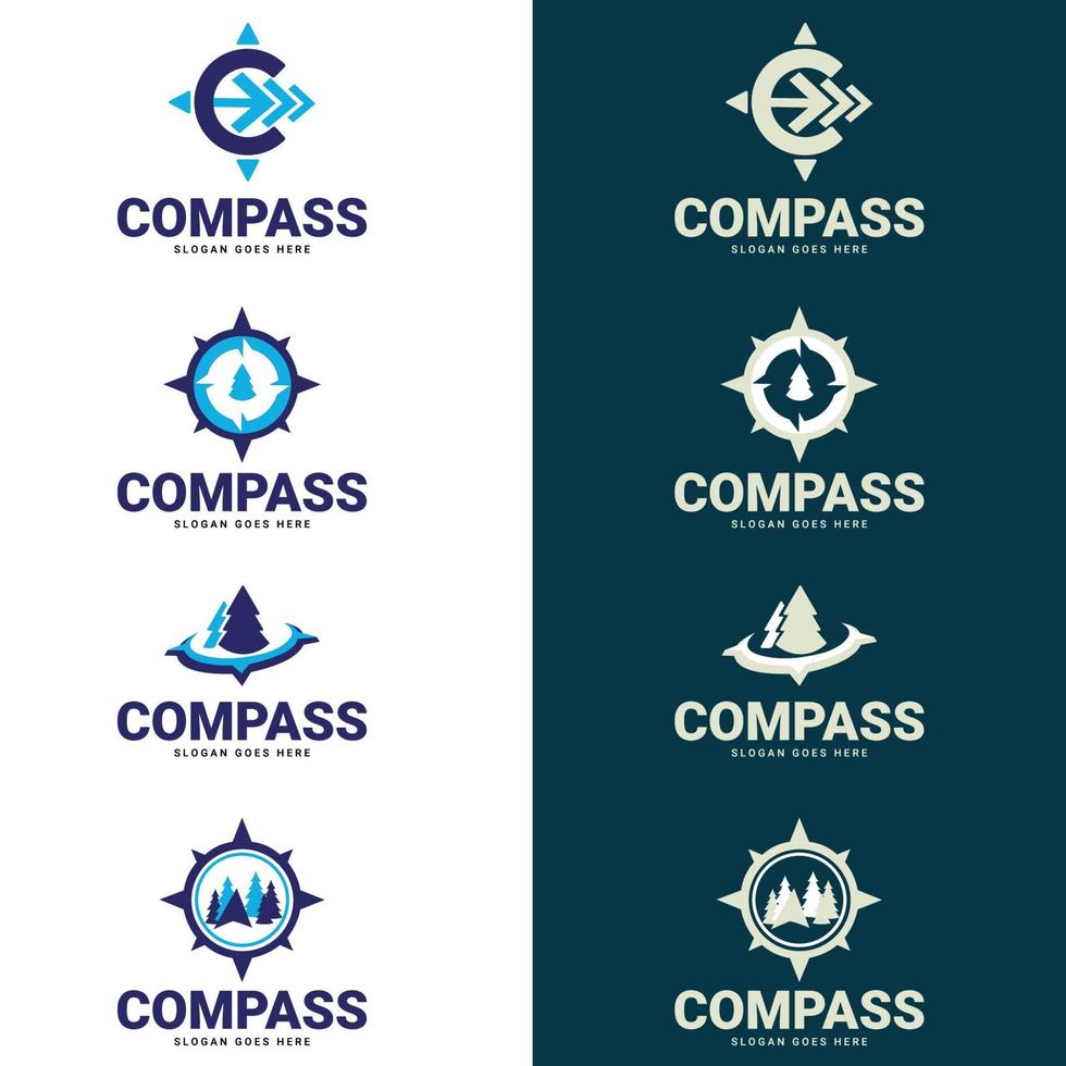 Compass Logo Template vector icon illustration design. suitable for company logo, print, digital, icon, apps, and other marketing material purpose. Compass logo set