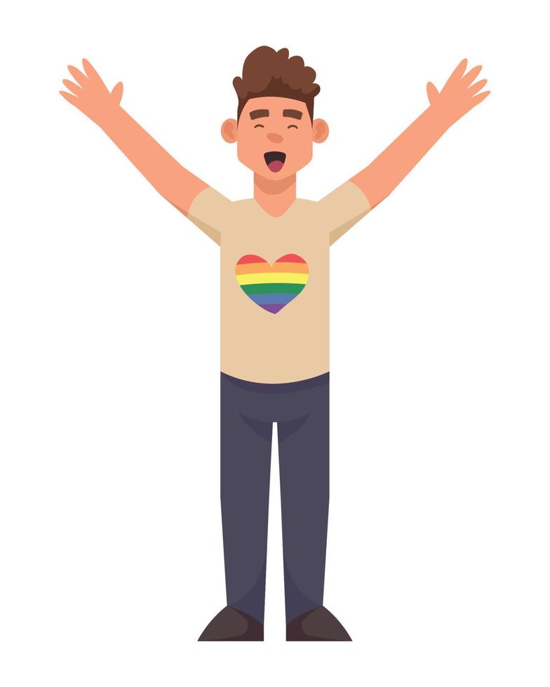 gay con corazón lgtbiq en camisa vector