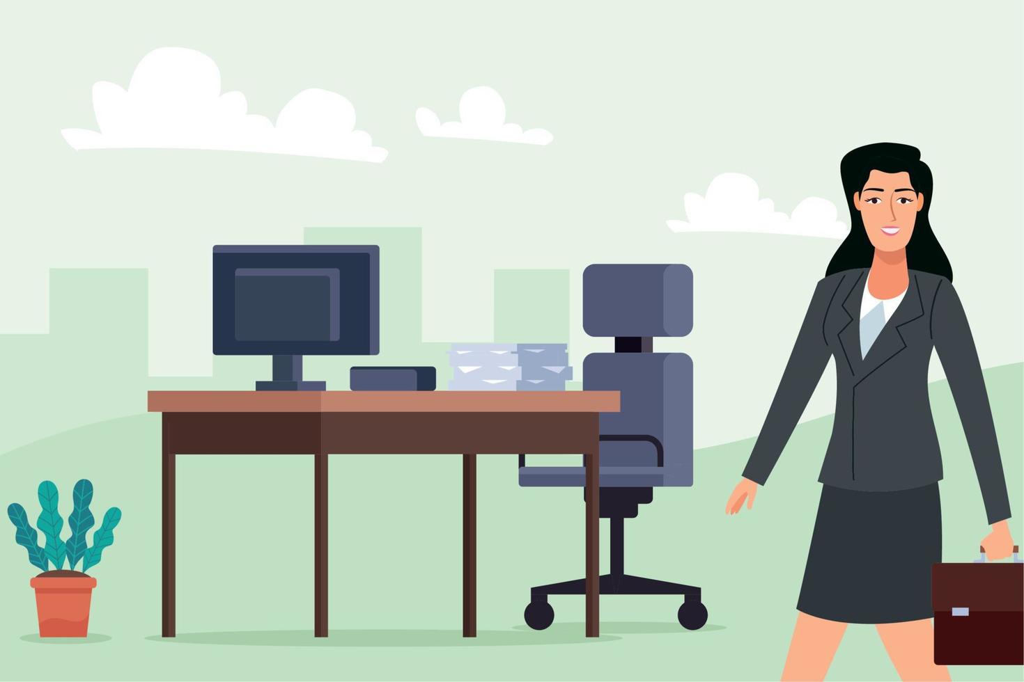 businesswoman in workplace vector